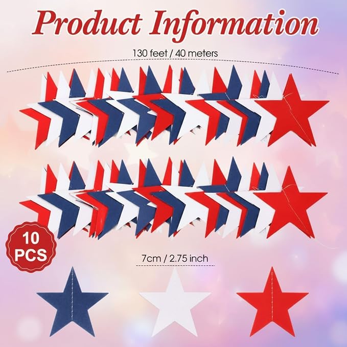 Patelai Glitter Star Garland Banner 2026 Graduation Decor 130 Feet Star Hanging - Image 2