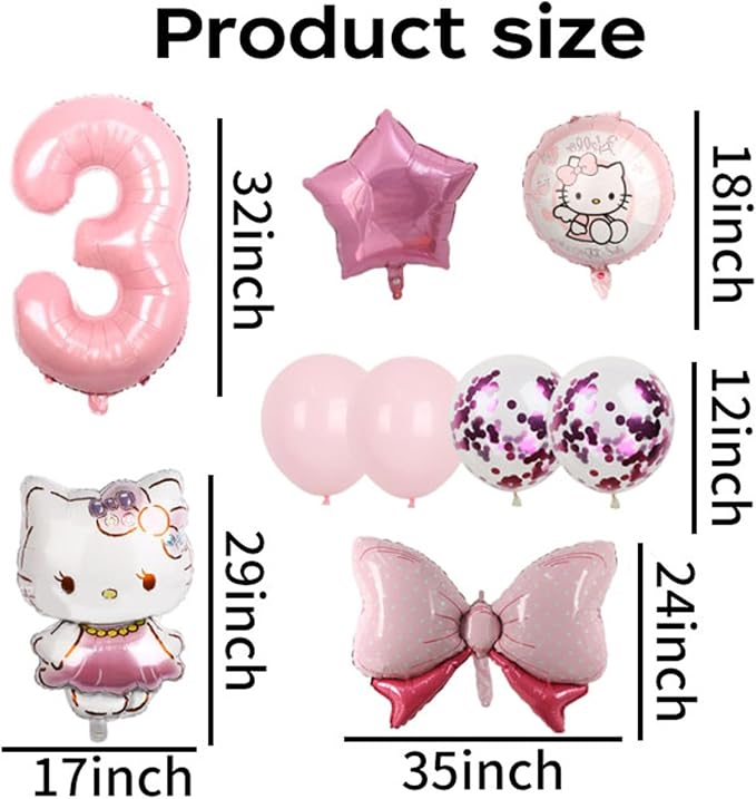 Cartoon Party Balloons, Cute Number 3 Balloon - Image 2