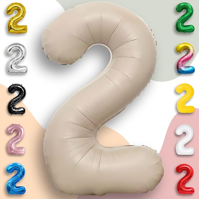 Caramel Number Balloon 2 Mylar Foil Balloons 40 inch - Image 6