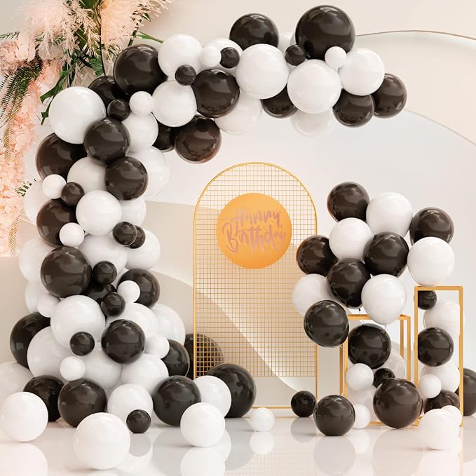White Black Balloon Garland Arch Kit, 120 Pack Matte Latex Black White Balloons by FHEKFNG