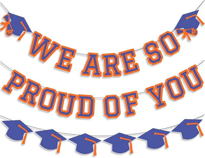 We Are So Proud Of You Banner Graduation Party Decorations Congrats Grad Cap by Unknown