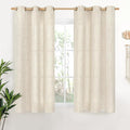 YoungsTex Short Linen Semi Sheer Curtains 45 Inch Length 2 Panels, Light by YoungsTex