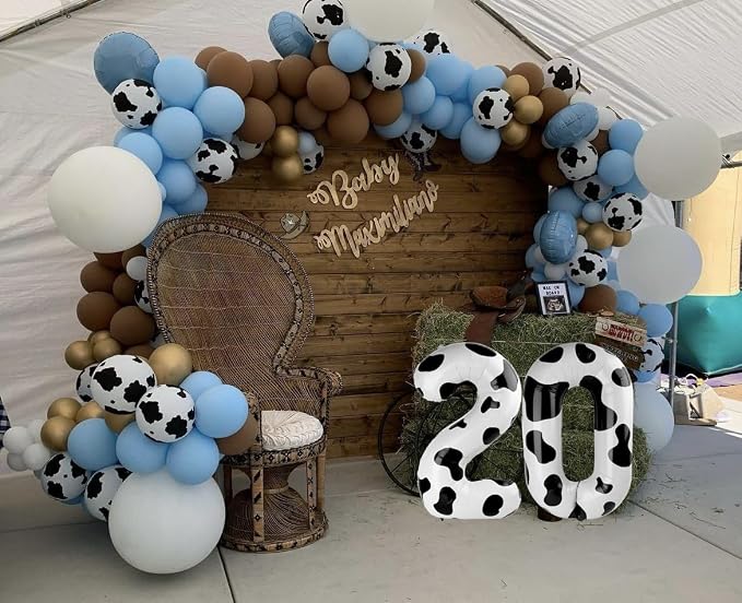 Cow Print Number 0 Balloon 40 inch, Cow Birthday Party Balloons Decorations | - Image 3