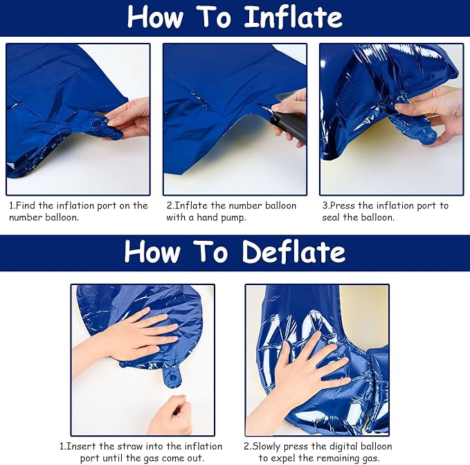 40 Inch Navy Blue Foil Balloon Number 9, Large Self Inflating Dark Blue Number - Image 3
