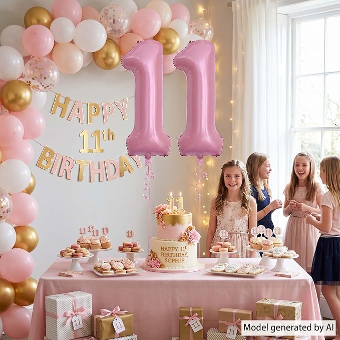 Pearlescent Pink Number 11 Balloon 40 Inch, Pastel Foil - Image 2