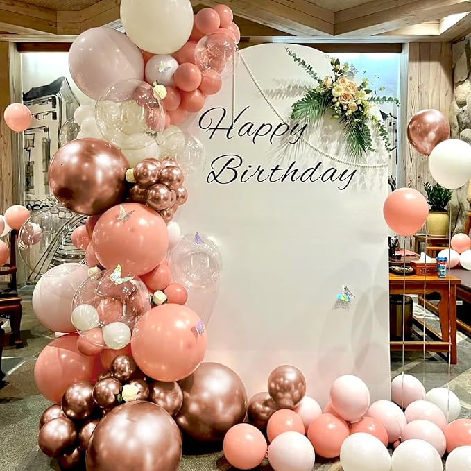 Dusty Pink White Rose Gold Balloons Arch Kit - Image 4