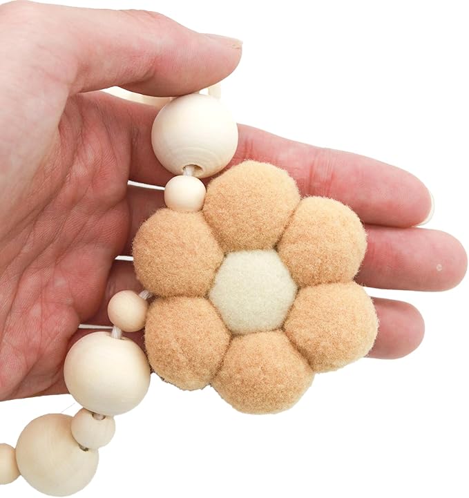 Boho Tassel Garland with Wooden Beads，for Home and Outdoor Decor， Daisy Wooden - Image 2