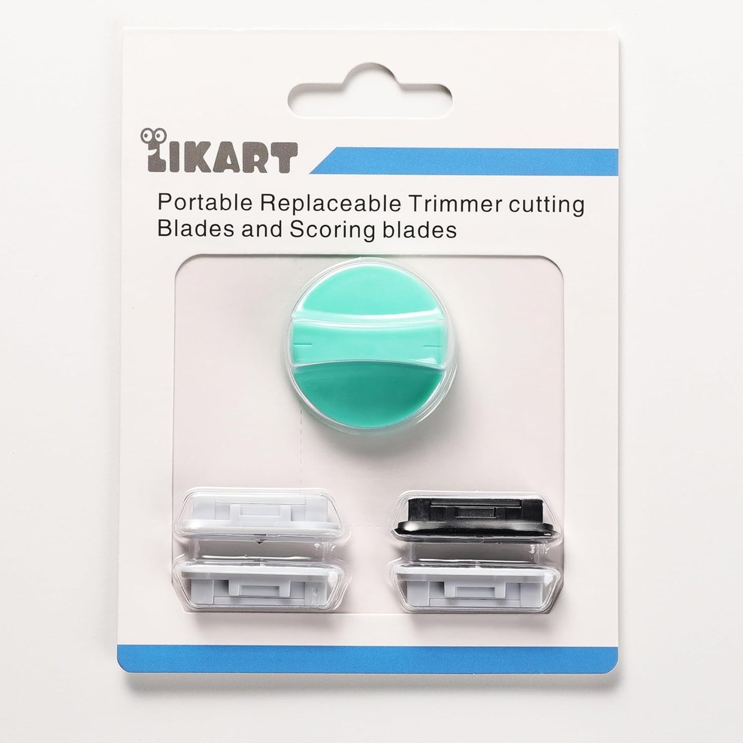 Likart 4-Pack Paper Cutter Replacement Blade Kit,Portable Trimmer Cutting Blades Compatible for Portable Trimmer/Basic Trimmer/Roll Holder,3 Cutting Blades & 1 Scoring Blades with a Holder,Light Green