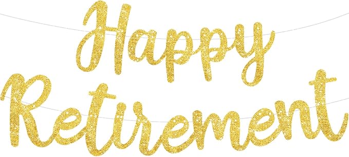 BEISHIDA Pre-Strung Glitter Gold Happy Retirement Banner Party Decoration | NO by Beishida