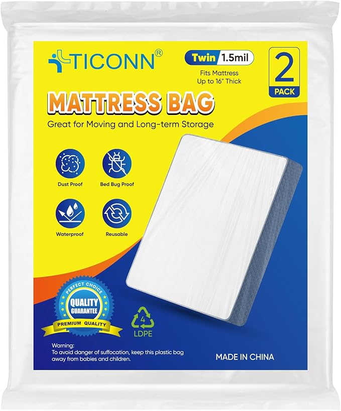 TICONN 2PK Plastic Mattress Bag by TICONN