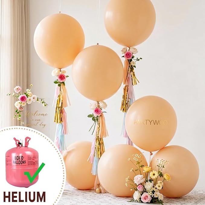 PartyWoo Nude Balloons 4pcs Apricot Boho Fall Neutral Color 36 Inch | Balloons - Image 4