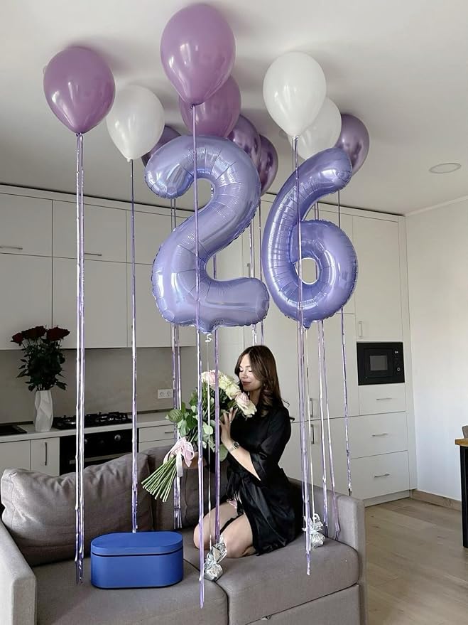 Lilac Number 2 Balloon 40 inch, Lavender Birthday Party Balloons Decorations | - Image 4