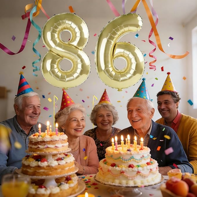 40 Inch Number 86 Balloons for 86th Birthday Party Decorations, 0-100 Champagne - Image 2