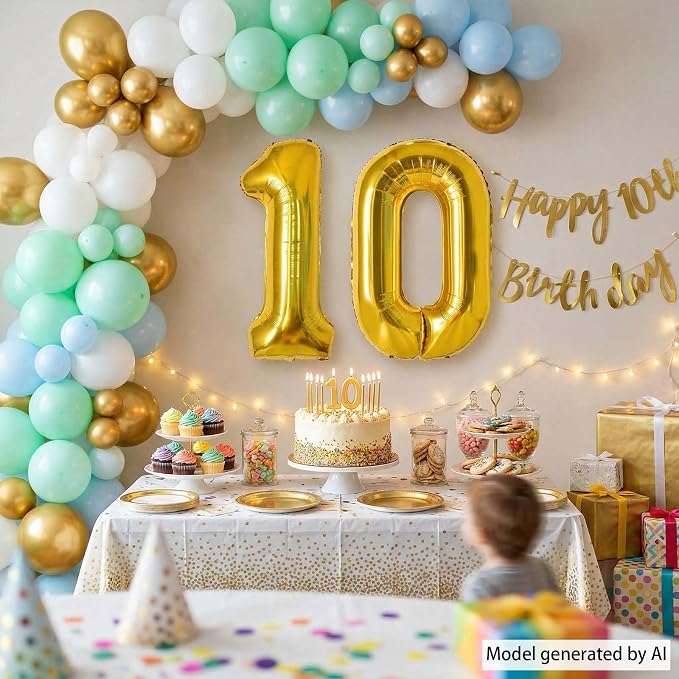Gold Number 10 Balloon 40 Inch, Foil Numeral - Image 3