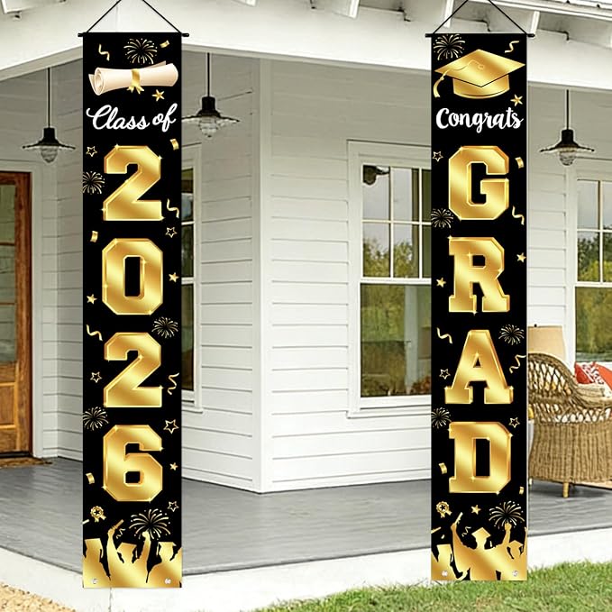 Graduation Decorations 2026 Porch Banner, Graduation Banner Class of 2026 by LINHAXM