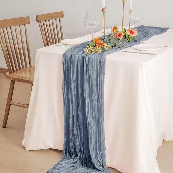12Pack Dusty Blue Cheesecloth Table Runner 20x120 inch Gauze Table Runner | - Image 2