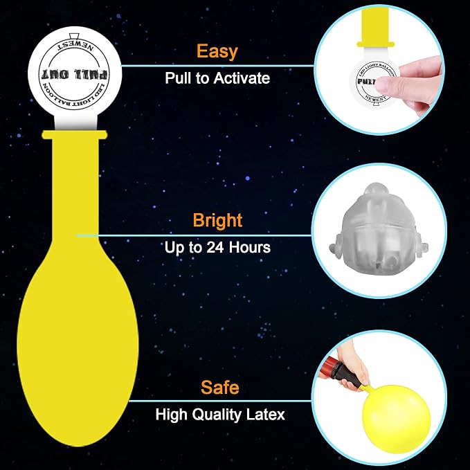 Light Up Balloons, 32 Pack, 8 Colors, Flashing LED Balloons | Glow in the dark - Image 6