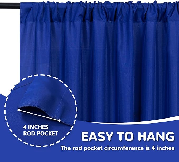 MEETSKY 10 feet x 10 feet Royal Blue Backdrop Curtains for Parties Curtains Photography Backdrop Drapes for Wedding Birthday Party Rod Pocket Home Sliding Door Decoration, 5ft x 8ft, 2 Panels