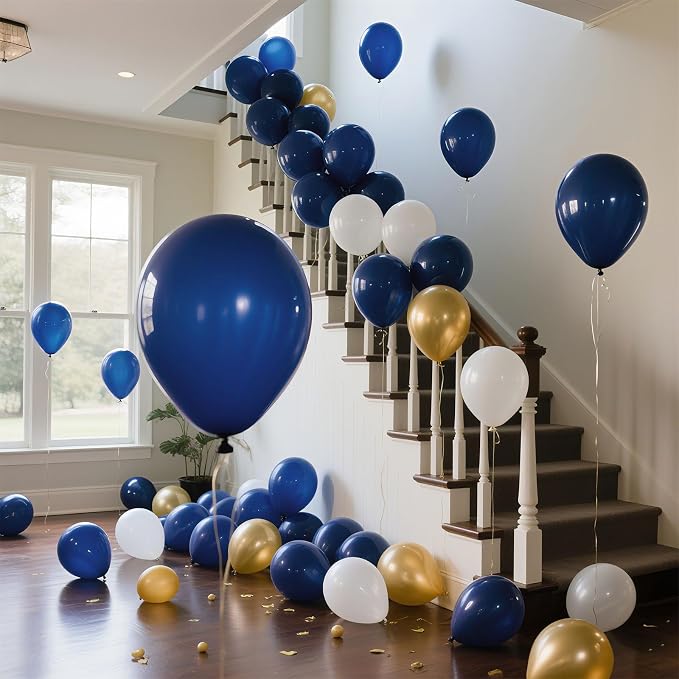 Navy Blue Balloons Latex Party Dark Blue 10 Pack 36 inch Round Navy Balloons - Image 6