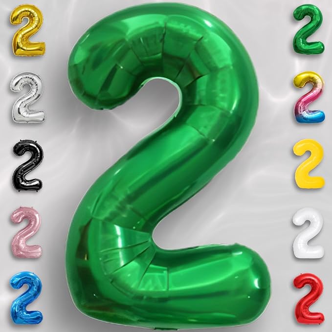 Green Number Balloon 2 Mylar Foil Balloons 32 inch - Image 4