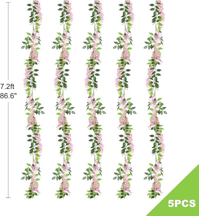 Findosom Wisteria Artificial Flowers Garland, Flower Garland Decorations - Image 7