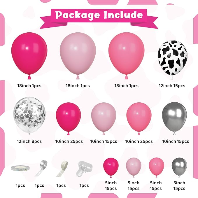 170Pcs Hot Pink Balloon Garland Arch Kit - Image 2