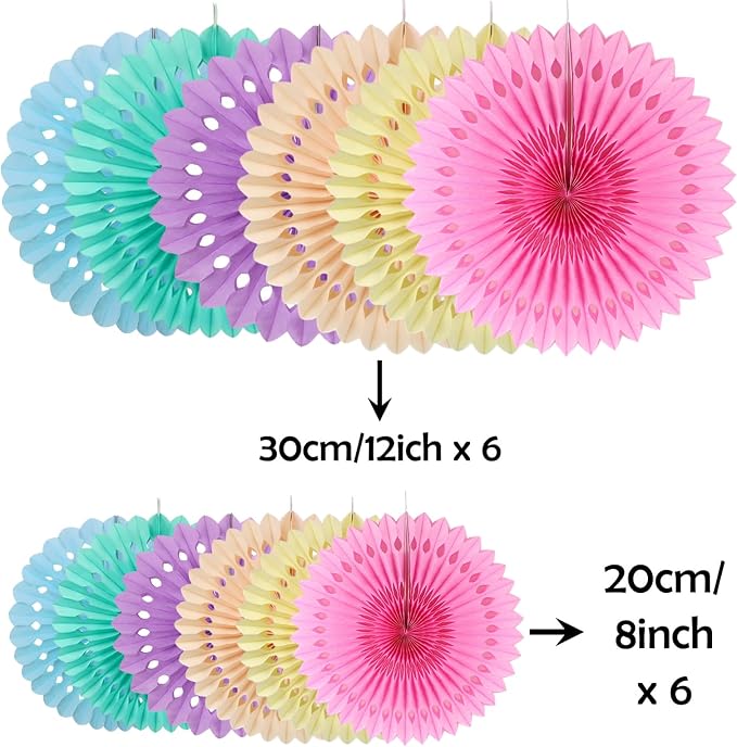 ZOOYOO Hanging Paper Fans Party Decorations, Ceiling Decor - Image 2
