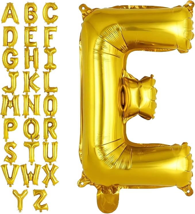 Gold Letter E Balloons, 40 Inch Large Foil Letter Balloons, Custom Phrase by YOTHORN