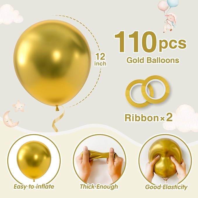 110pcs Gold Balloons 12 Inch Latex Balloon - Image 2