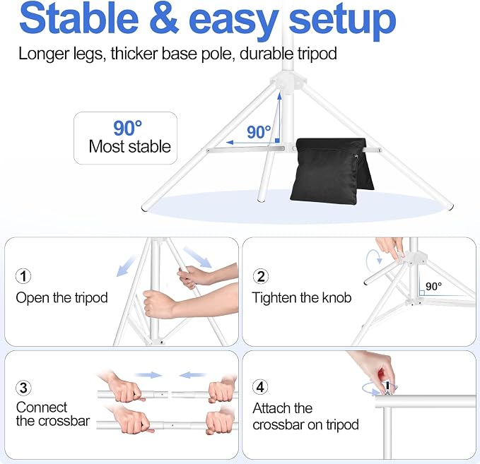 EMART Backdrop Stand 10x8.5ft Photo Studio Adjustable Background Stand Support - Image 4