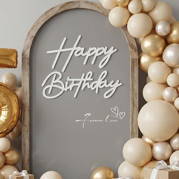 White Happy Birthday Sign for Backdrop Felt Reusable Letters for Birthdays | by CCYXSHOW