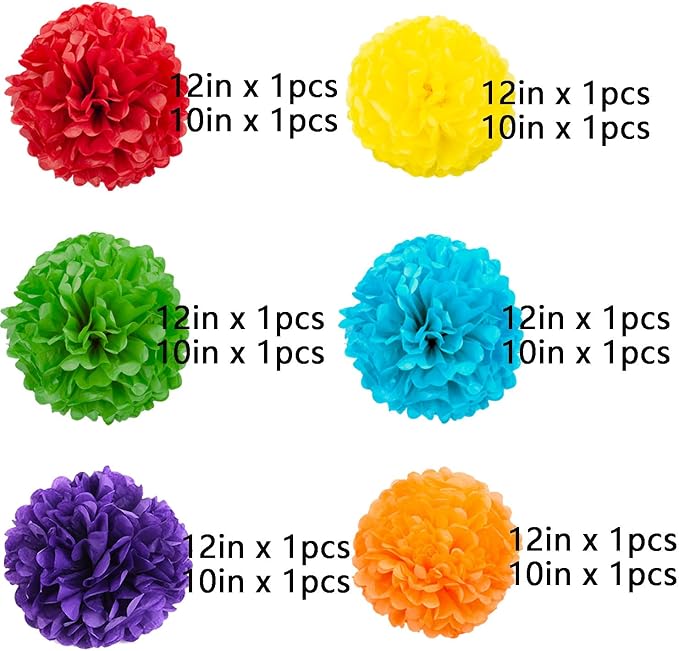 We Moment Rainbow Tissue Hanging Paper pom poms Decorations, Colour Tissue - Image 3