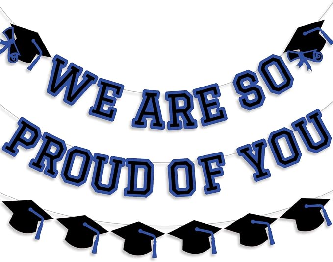 We Are So Proud Of You Banner Graduation Party Decorations Congrats Grad Cap by Unknown
