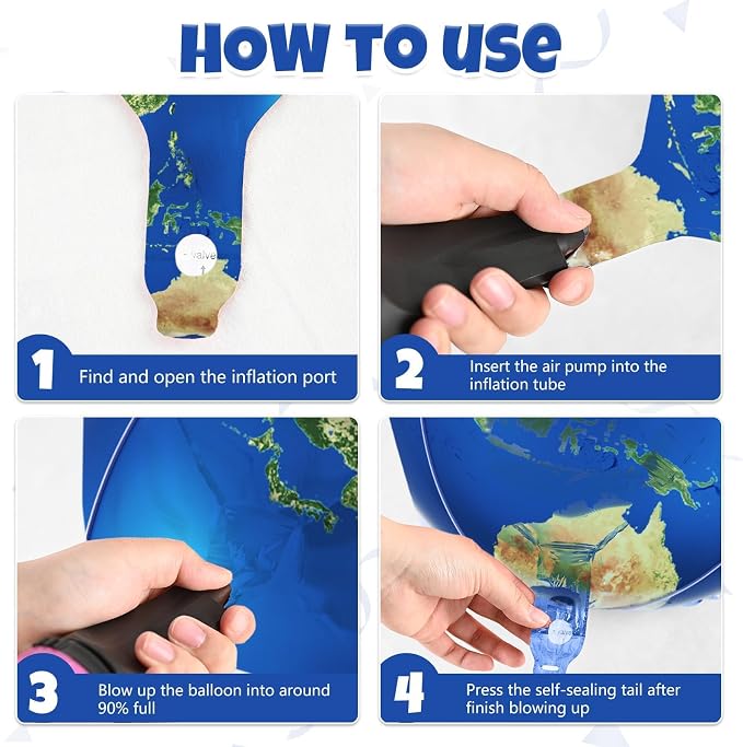 6 Pcs Globe Earth Balloons, 22 Inch Big World Map Foil Balloons, Planet Large - Image 8