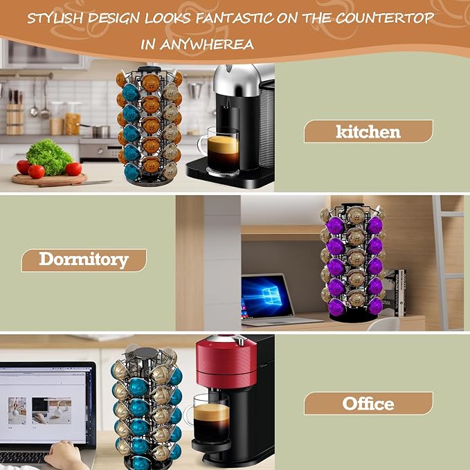 Nespresso Pods Holder Tower Stand, Vertuo Pod Holder 40 Pods Capacity, - Image 9