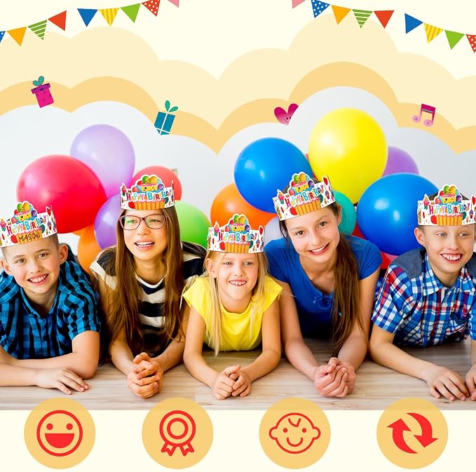 Outus 42 Pack Happy Birthday Crowns - Image 3