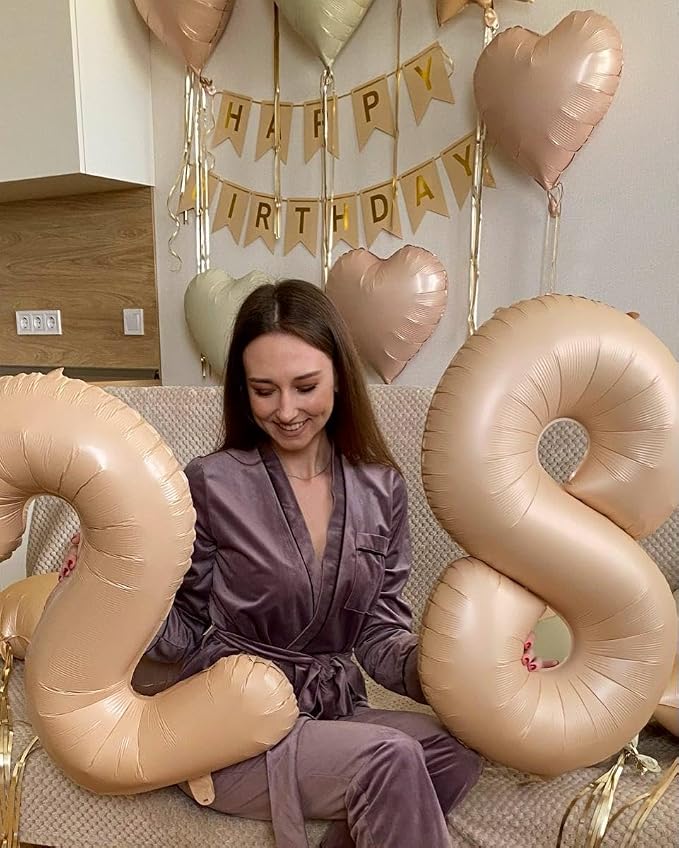 Light Brown Number 8 Balloon 40 inch, Light Brown Birthday Party Decorations | - Image 4