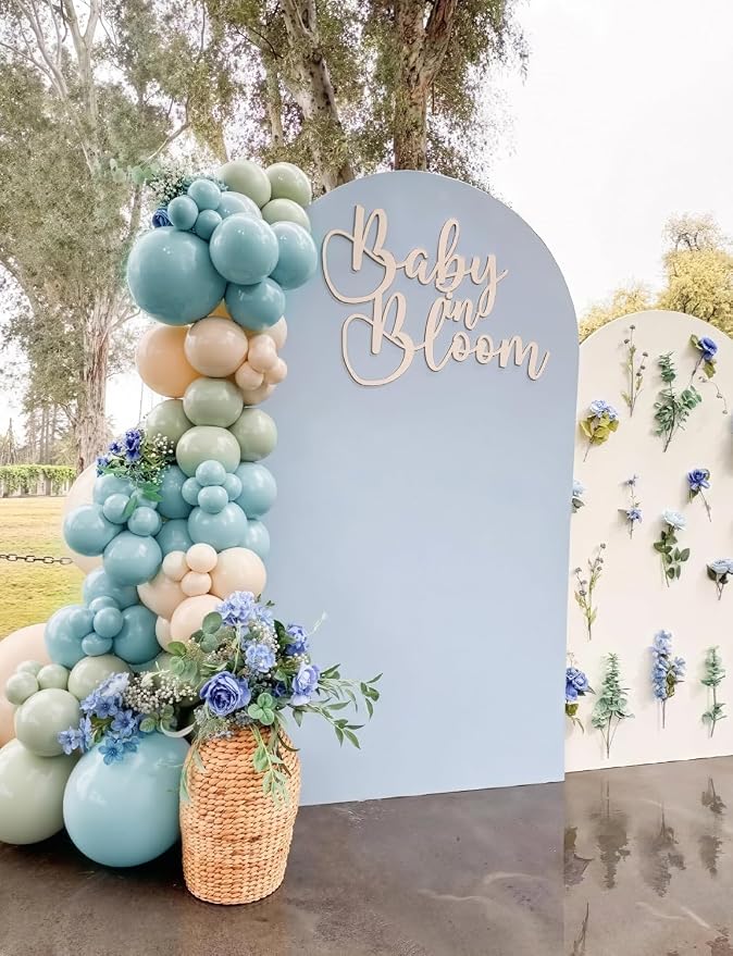 Dusty Blue Sage Green Balloon Arch Kit, Sage Green and White Balloon | 143Pcs - Image 3