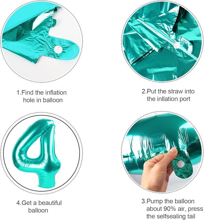 Happy Birthday Balloon 40 Inch Blue-Green 8 Balloon - Image 6