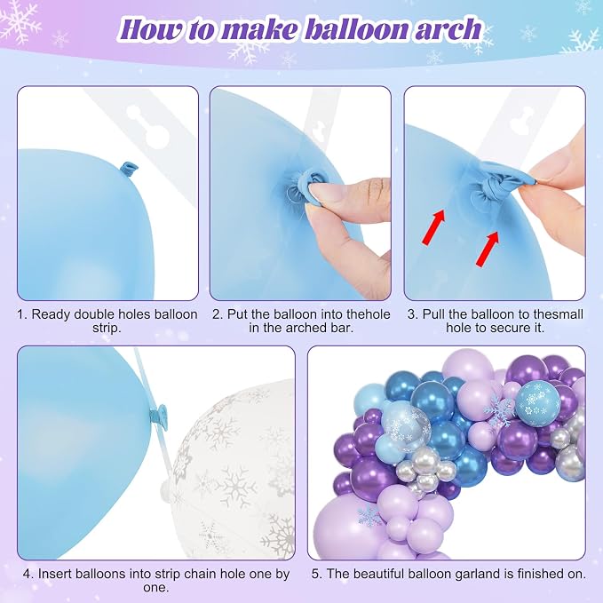 157Pcs Frozenn Balloons Arch Garland Kit Different Size | Blue Purple Sliver - Image 5