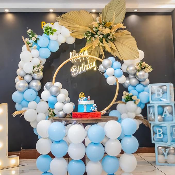 Pastel Blue Latex Balloons 100 Pack 12 inch Light Blue Party Balloons Round - Image 5