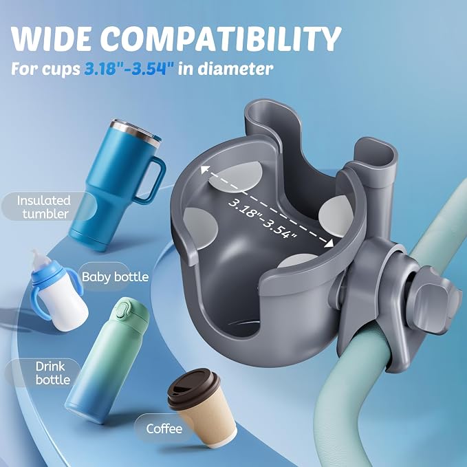 Walker Cup Holder with Phone Holder, Stroller Wheelchair Bike Accessories | - Image 3