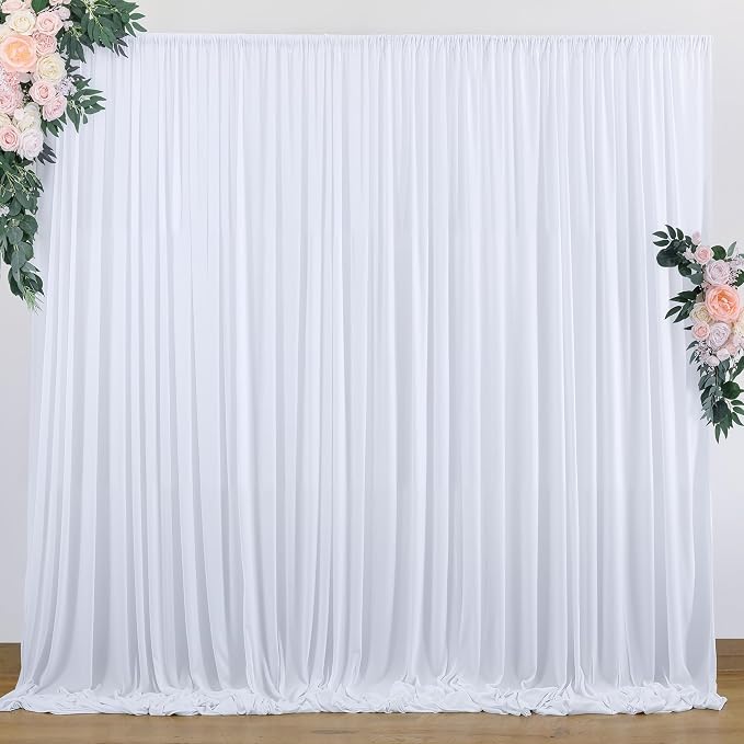 10 ft x 7 ft Wrinkle Free White Backdrop Curtain by Outpain