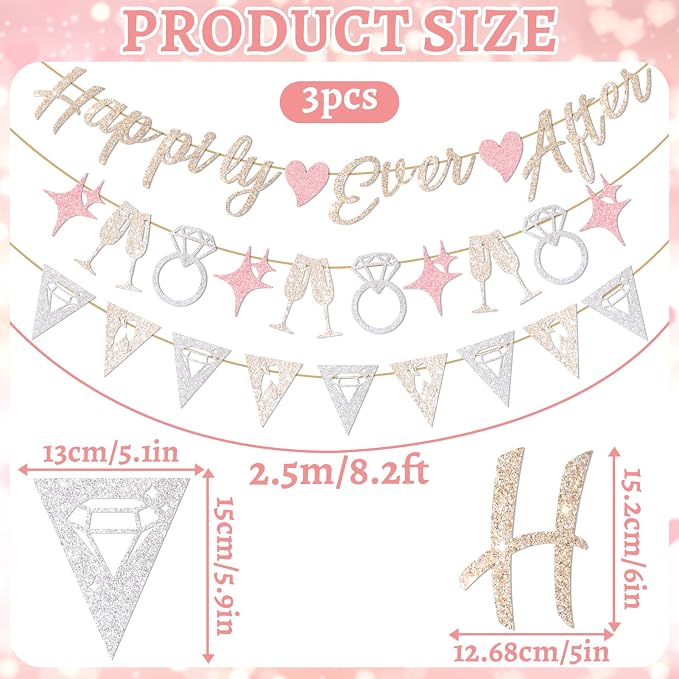 Hopecore Pre-Strung Happily Ever After Banner Set, Engagement Party, Wedding - Image 5