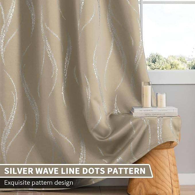 Yakamok Natural Light Blocking Curtains 72 Inches Silver Print 2 Panels | - Image 6