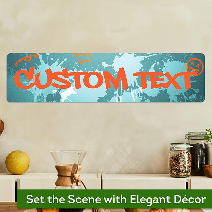 Custom Sign, Custom Street Sign, 11 Font Colors, 13 Font Styles, 4 Hole Options, 22 Sizes, 6x24 Inches, Rust Free DiBound, Fade Resistant, Made in USA by My Sign Center (Graffiti)