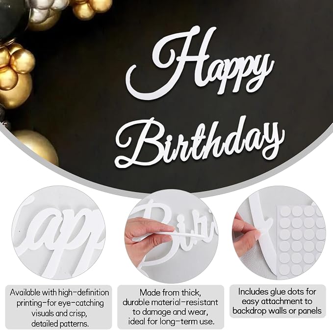 TONIFUL Happy Birthday Sign for Backdrop - Image 3