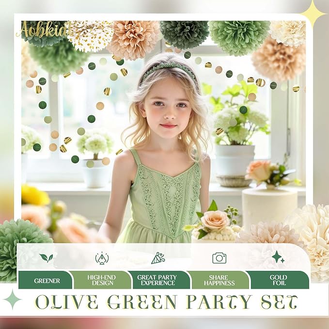 AOBKIAT Sage Green Wedding Party Decorations Kit, Tassels Hanging Backdrop - Image 8