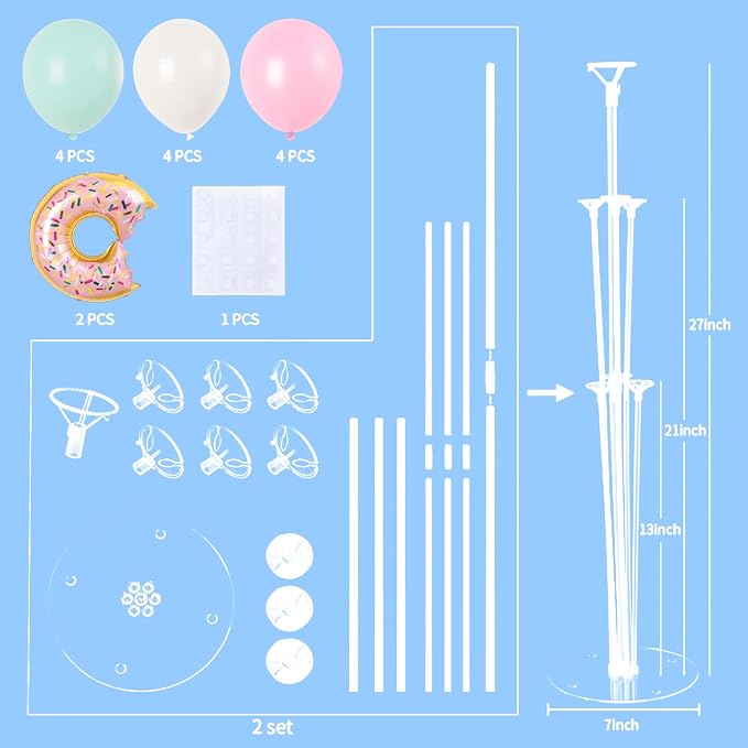Donut Balloon Table Centerpiece Stand Kit 2 Sets - Image 3