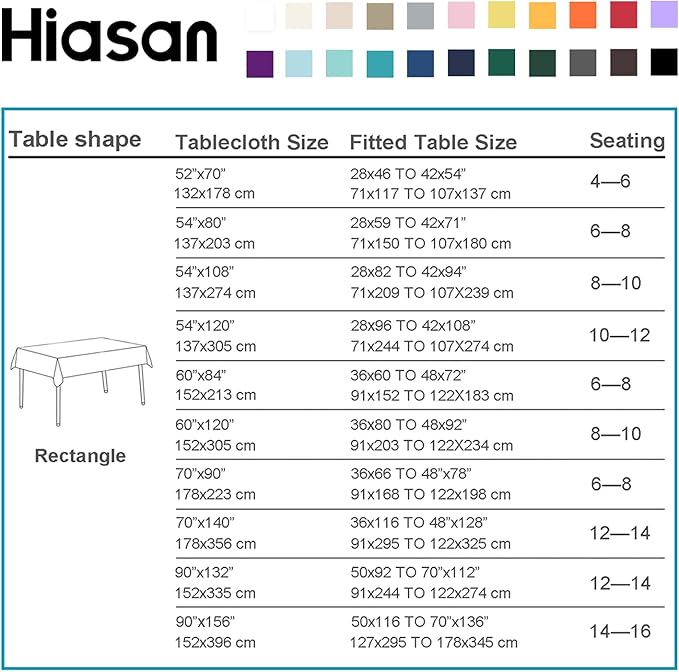 Hiasan Silver Grey Rectangle Tablecloth - Waterproof and Spillproof Washable Fabric Table Cloth for Dining Room Kitchen Party and Outdoor, 60 x 120 Inch